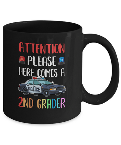 Kids First Day Of School 2021 2nd Grade Police Attention Please Youth Mug-Coffee Mug-11oz Mug-Black