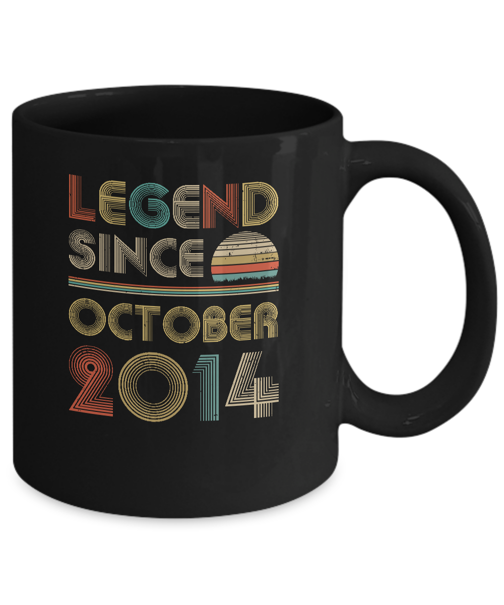 Legend Since October 2014 Vintage 7th Birthday Gifts Youth Mug-Coffee Mug-11oz Mug-Black