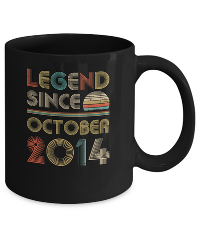 Legend Since October 2014 Vintage 7th Birthday Gifts Youth Mug-Coffee Mug-11oz Mug-Black