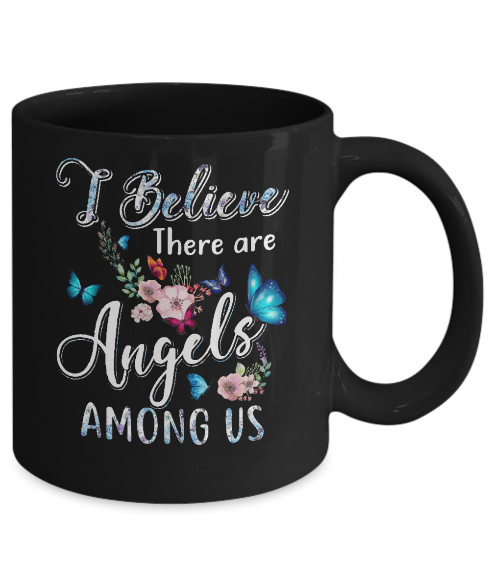 I Believe There Are Angels Among Us Cute Butterfly Mug-Coffee Mug-11oz Mug-Black