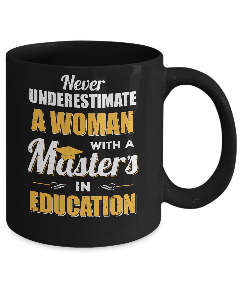 Woman With A Masters In Education Degree Graduation Gift Mug-Coffee Mug-11oz Mug-Black