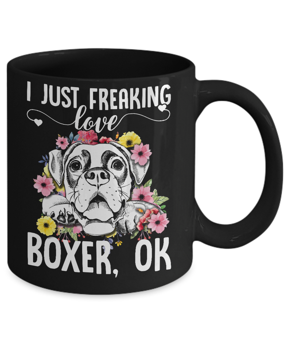 Dog I Just Freaking Love Boxer Mug-Coffee Mug-11oz Mug-Black
