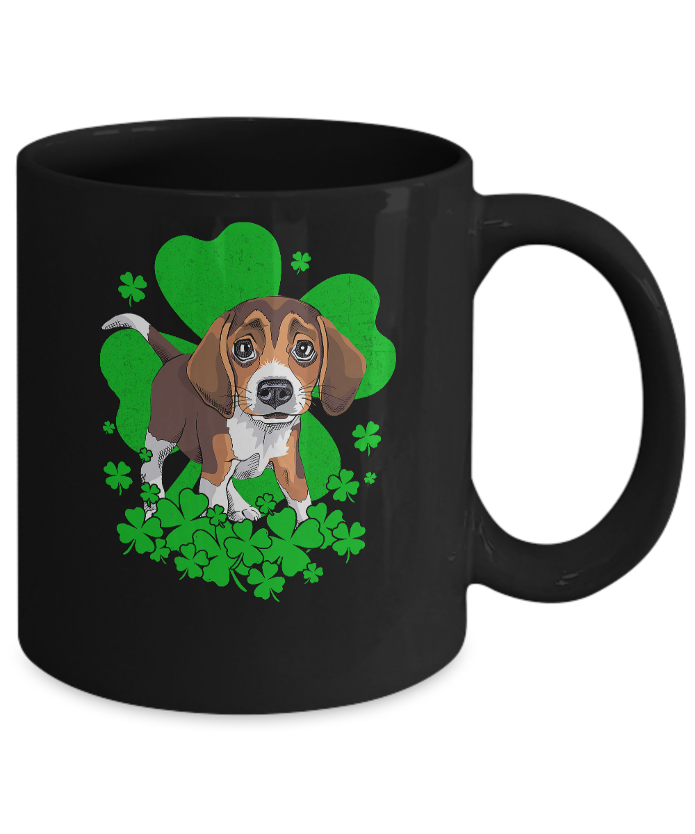 Beagle St. Patrick's Day Clovers Mug-Coffee Mug-11oz Mug-Black