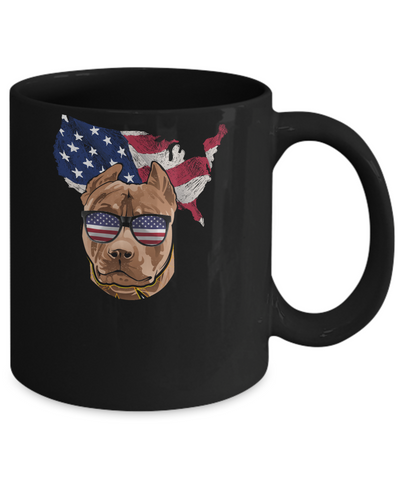 Funny Patriot Pit bull Dog 4Th Of July American Flag Mug-Coffee Mug-11oz Mug-Black