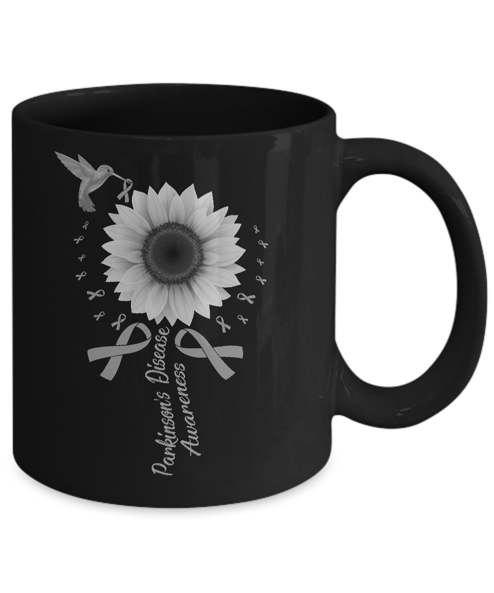 Hummingbird Sunflower Gray Parkinson's Disease Awareness Mug-Coffee Mug-11oz Mug-Black