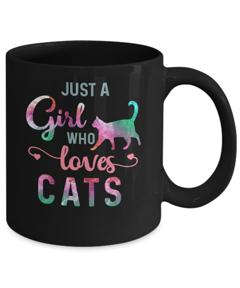Just A Girl Who Loves Cats Cat Lover Mug-Coffee Mug-11oz Mug-Black