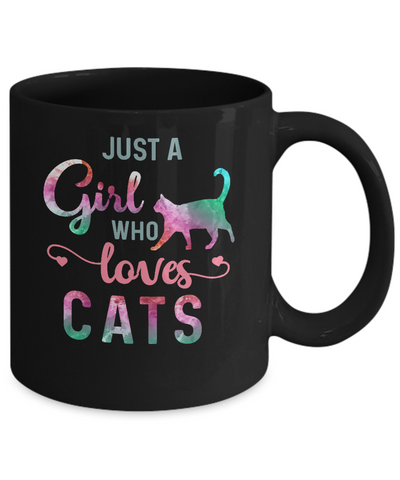 Just A Girl Who Loves Cats Cat Lover Mug-Coffee Mug-11oz Mug-Black