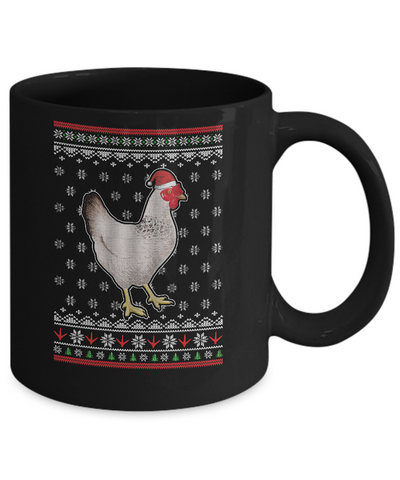 Pajamas Chicken With Santa Hat Ugly Christmas Sweater Mug-Coffee Mug-11oz Mug-Black