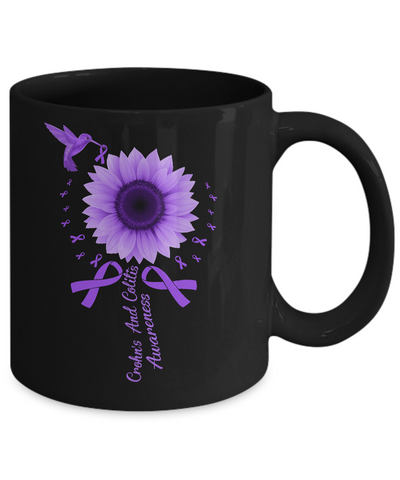 Hummingbird Sunflower Purple Crohn's And Colitis Awareness Mug-Coffee Mug-11oz Mug-Black