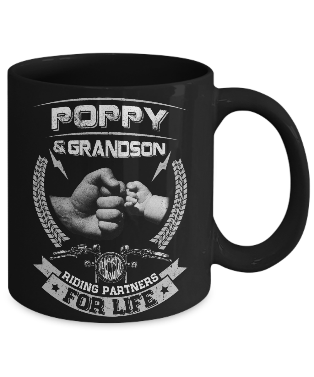 Motocross Poppy And Grandson Riding Partners For Life Mug-Coffee Mug-11oz Mug-Black