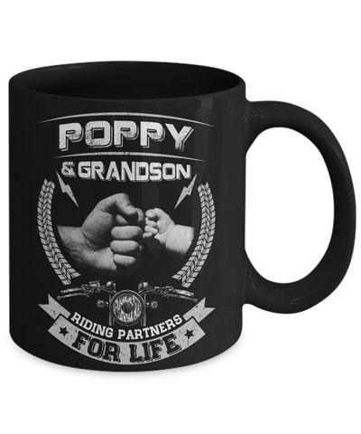 Motocross Poppy And Grandson Riding Partners For Life Mug-Coffee Mug-11oz Mug-Black