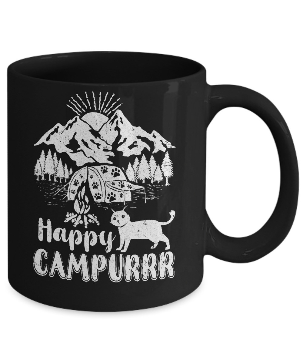 Cats Purr Happy Camppur Camper Camping Mug-Coffee Mug-11oz Mug-Black