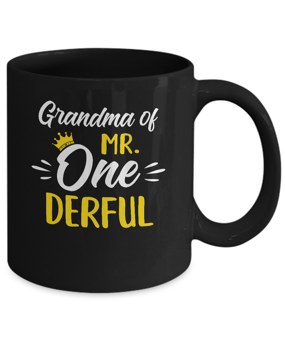 Grandma Of Mr Onederful 1st Birthday Party Costumes Gifts Mug-Coffee Mug-11oz Mug-Black