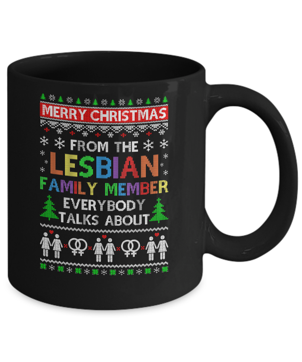LGBT Merry Christmas From Lesbian Aunt Family Ugly Sweater Mug-Coffee Mug-11oz Mug-Black