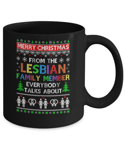 LGBT Merry Christmas From Lesbian Aunt Family Ugly Sweater Mug-Coffee Mug-11oz Mug-Black