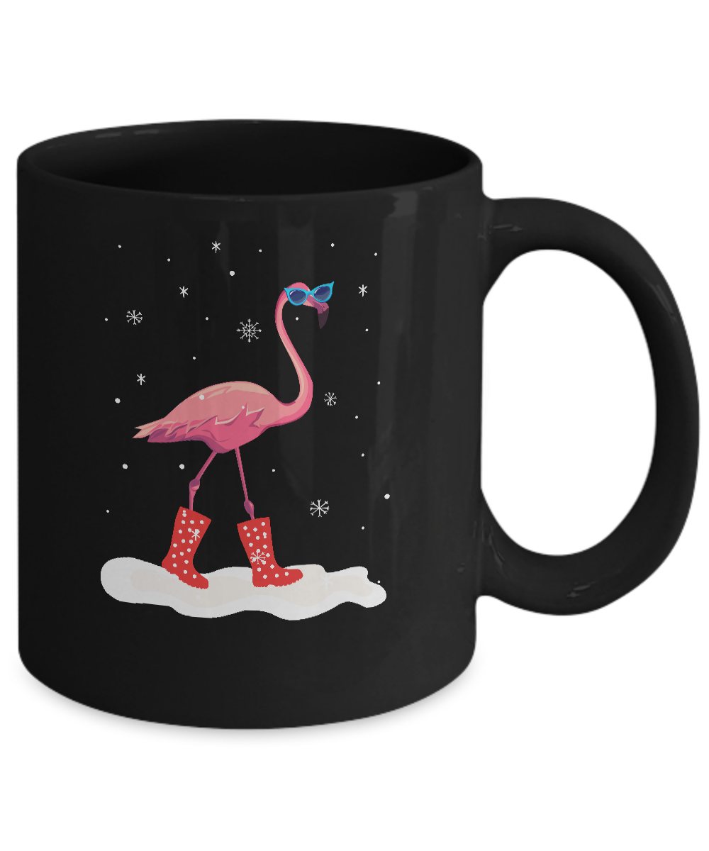 Flamingo With Rubber Boots Snow Mug-Coffee Mug-11oz Mug-Black