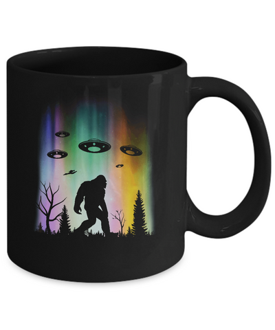 Bigfoot UFO Abduction Northern Lights Believing Gifts Mug-Coffee Mug-11oz Mug-Black
