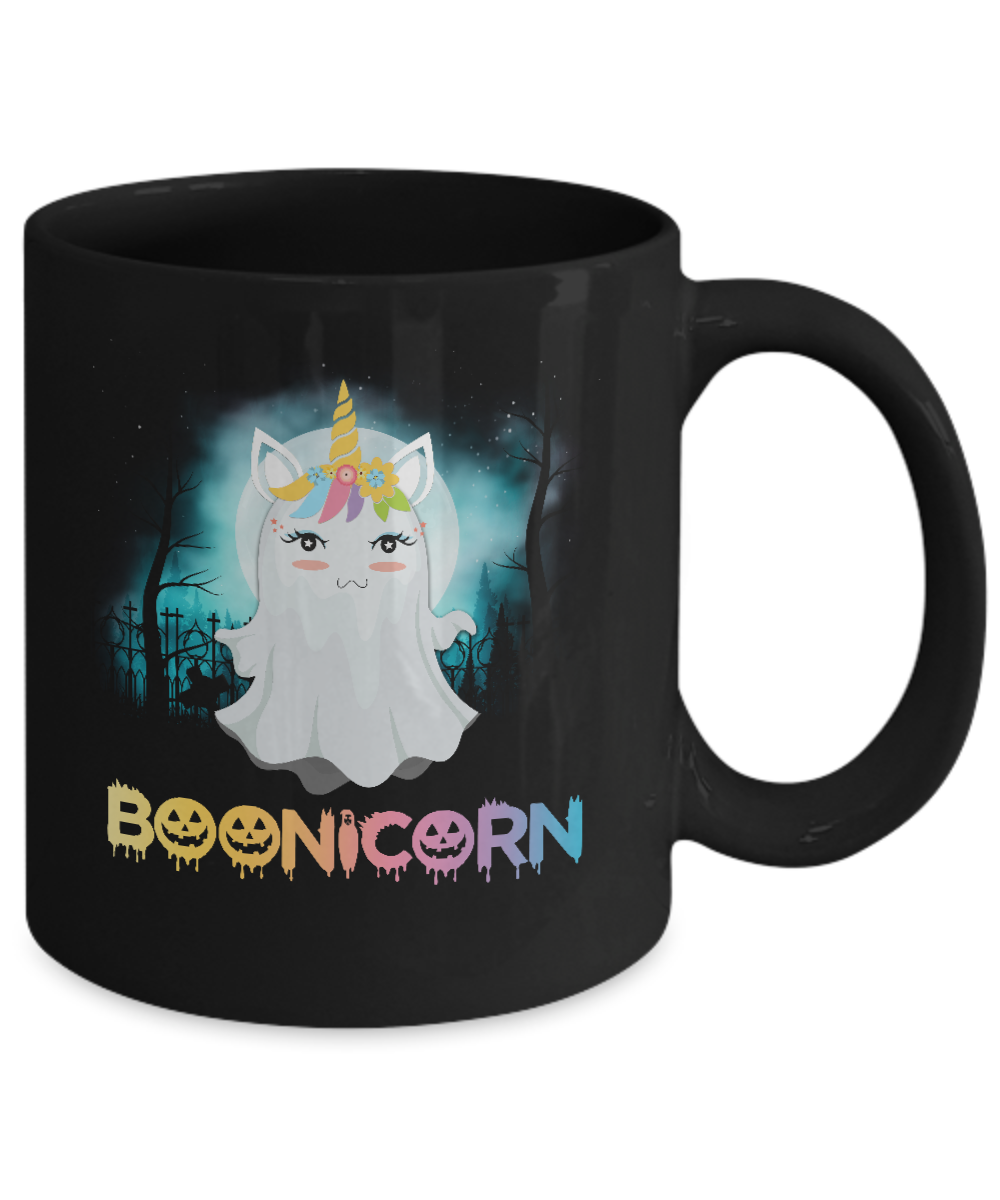 Boonicorn Ghost Unicorn Halloween Girls Mug-Coffee Mug-11oz Mug-Black