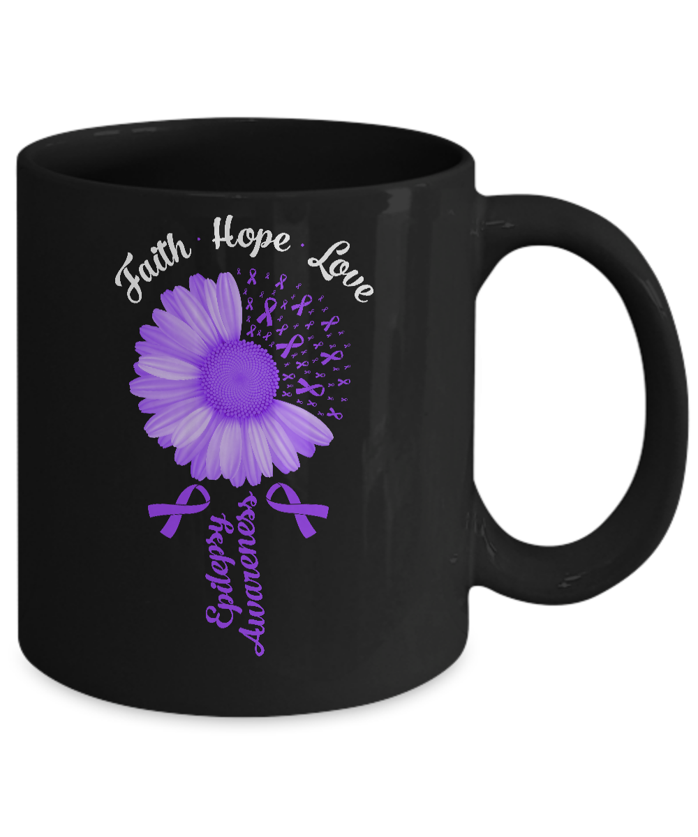 Faith Hope Love Purple Ribbon Epilepsy Awareness Mug-Coffee Mug-11oz Mug-Black