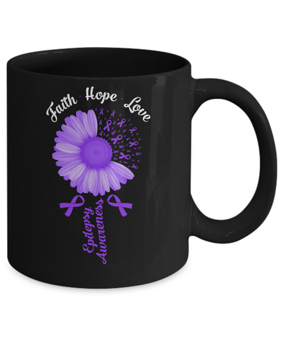 Faith Hope Love Purple Ribbon Epilepsy Awareness Mug-Coffee Mug-11oz Mug-Black