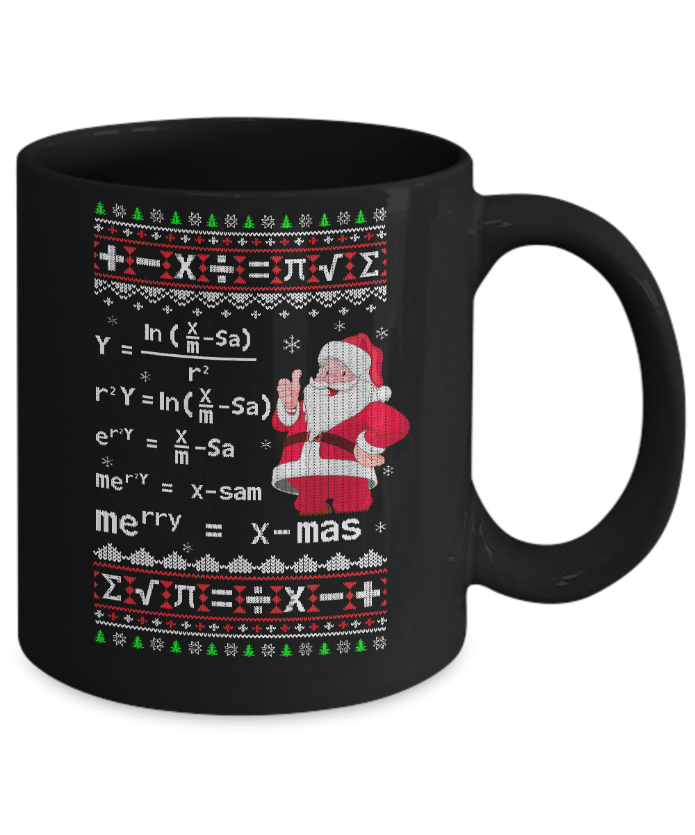 Funny Merry Xmas In Math Ugly Christmas Sweater Mug-Coffee Mug-11oz Mug-Black