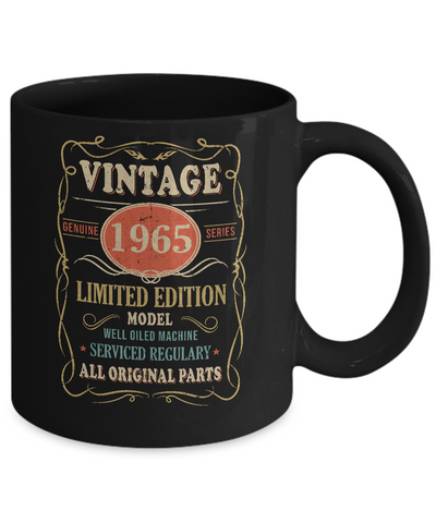 Vintage 1965 56th Birthday All Original Parts Gift Mug-Coffee Mug-11oz Mug-Black