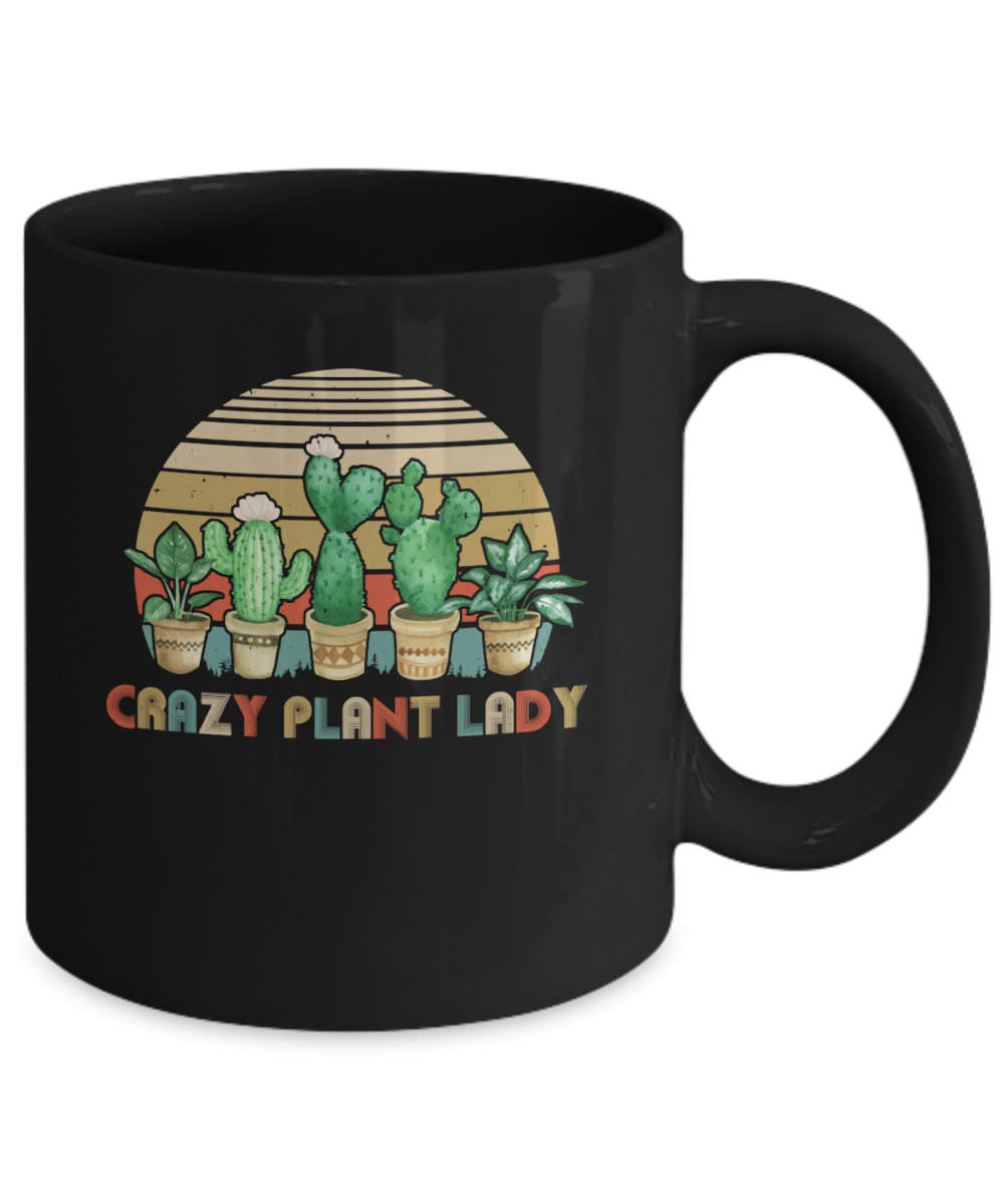 Crazy Plant Lady Plant Lover Gardener Gifts Gardening Garden Mug-Coffee Mug-11oz Mug-Black