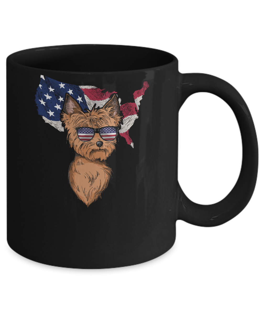 Funny Patriot Yorkie Dog 4Th Of July American Flag Mug-Coffee Mug-11oz Mug-Black
