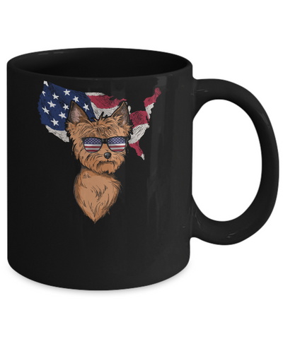 Funny Patriot Yorkie Dog 4Th Of July American Flag Mug-Coffee Mug-11oz Mug-Black