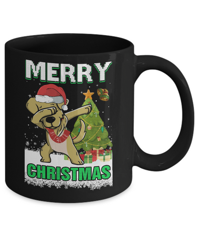Cute Golden Retriever Claus Merry Christmas Ugly Sweater Mug-Coffee Mug-11oz Mug-Black