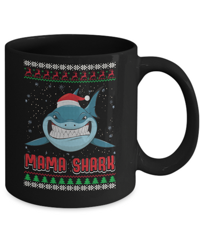 Mama Claus Shark Family Matching Christmas Ugly Sweater Mug-Coffee Mug-11oz Mug-Black