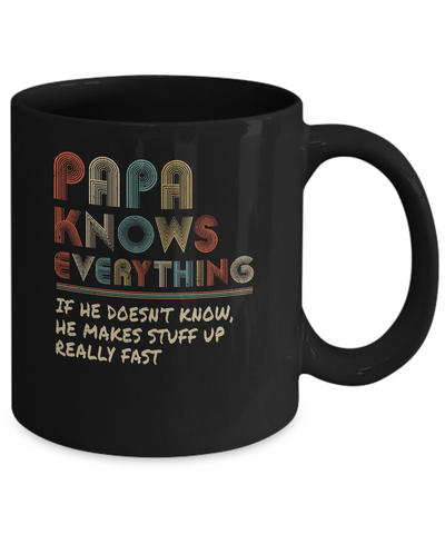 Papa Know Everything Vintage Papa Father's Day Gift Mug-Coffee Mug-11oz Mug-Black