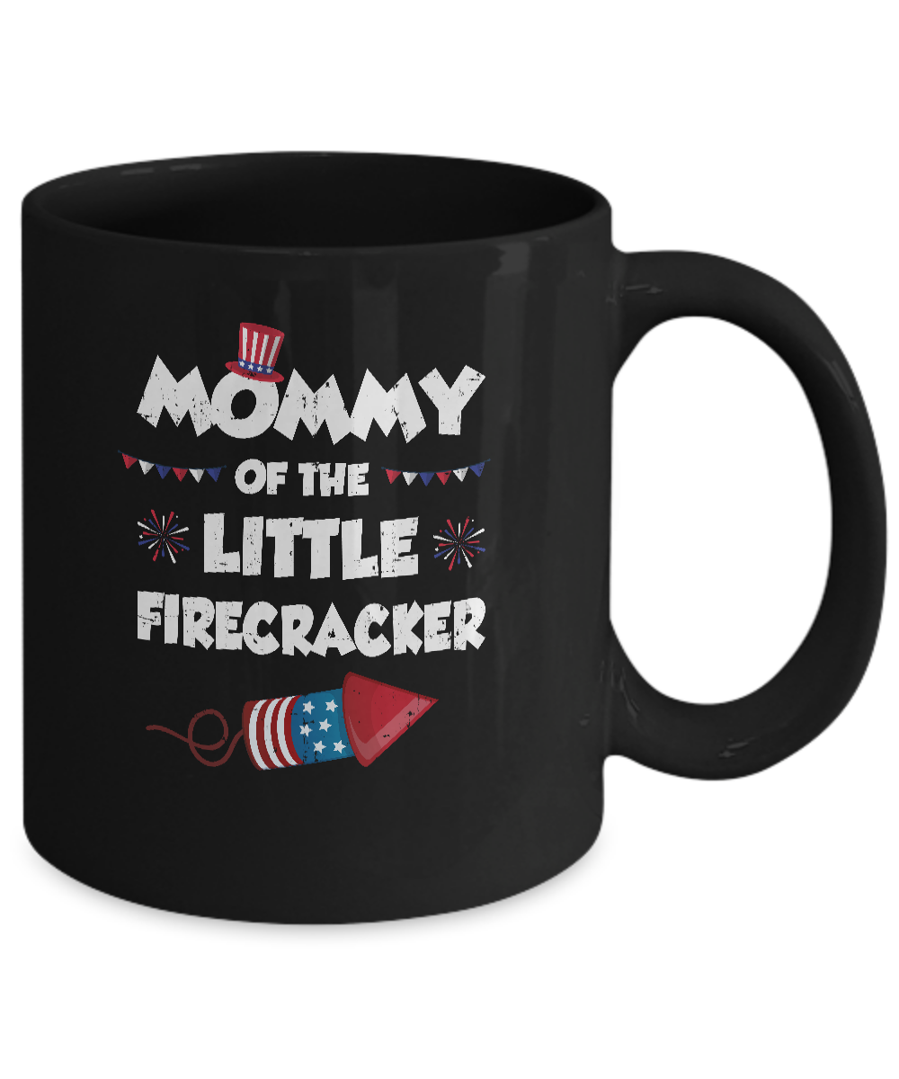 4th Of July Birthday Mommy Of The Little Firecracker Mug-Coffee Mug-11oz Mug-Black