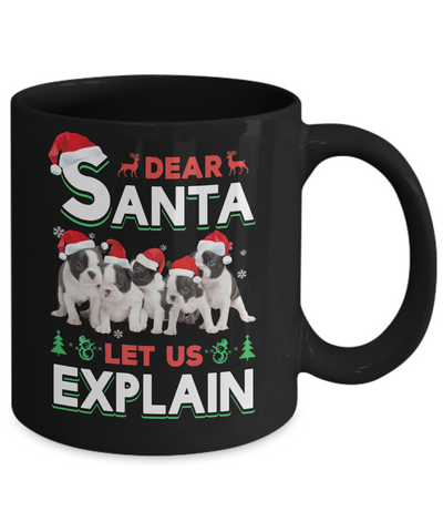 Dear Santa Funny Pit bull Puppies Christmas Gift Mug-Coffee Mug-11oz Mug-Black