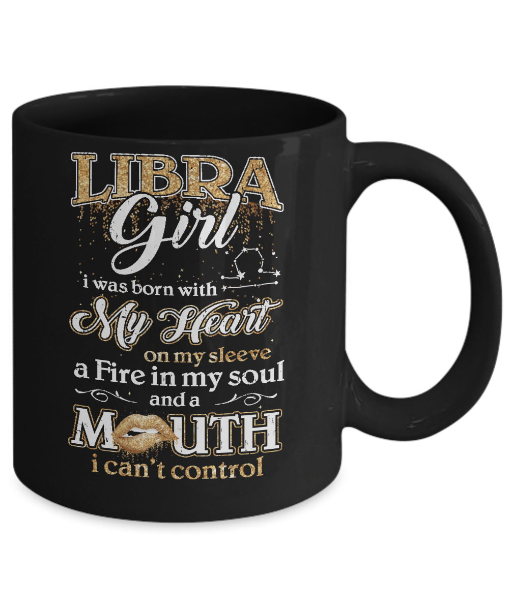 I'm A Libra Girl Lipstick September October Funny Zodiac Birthday Mug-Coffee Mug-11oz Mug-Black