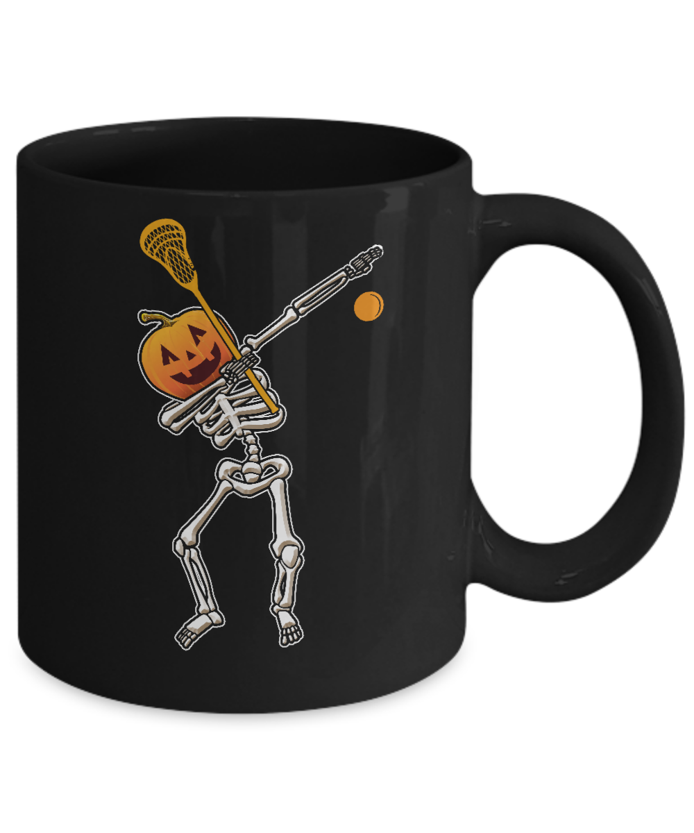 Halloween Dabbing Skeleton Lacrosse Mug-Coffee Mug-11oz Mug-Black