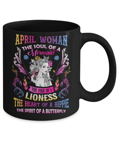 April Woman The Soul Of A Mermaid Birthday Mug-Coffee Mug-11oz Mug-Black
