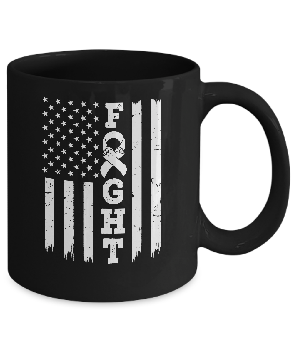 Lung Cancer Awareness American Flag Distressed Mug-Coffee Mug-11oz Mug-Black