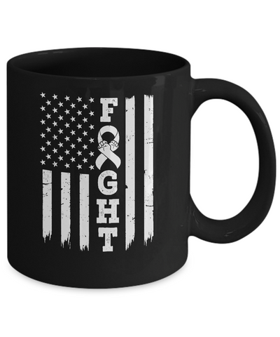 Lung Cancer Awareness American Flag Distressed Mug-Coffee Mug-11oz Mug-Black