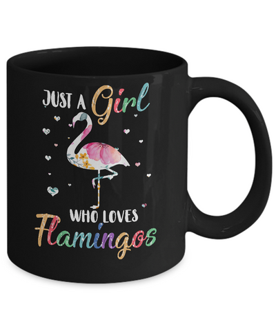 Just A Girl Who Loves Flamingos Cute Flamingo Lover Mug-Coffee Mug-11oz Mug-Black