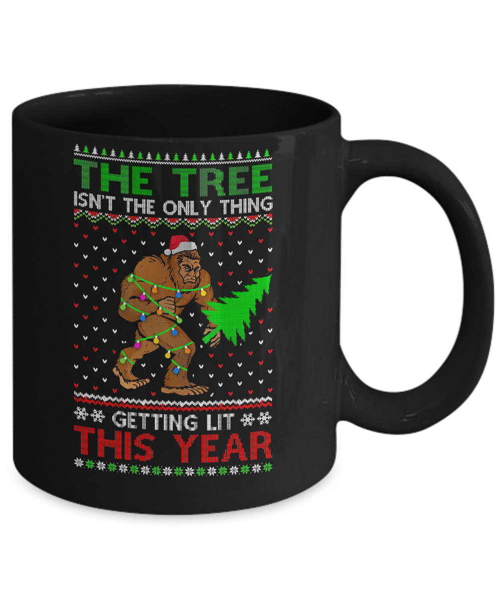 Christmas Bigfoot The Tree Isn't The Only Thing Sweater Mug-Coffee Mug-11oz Mug-Black