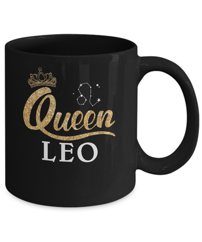 Queen Leo Zodiac July August Birthday Gift Mug-Coffee Mug-11oz Mug-Black