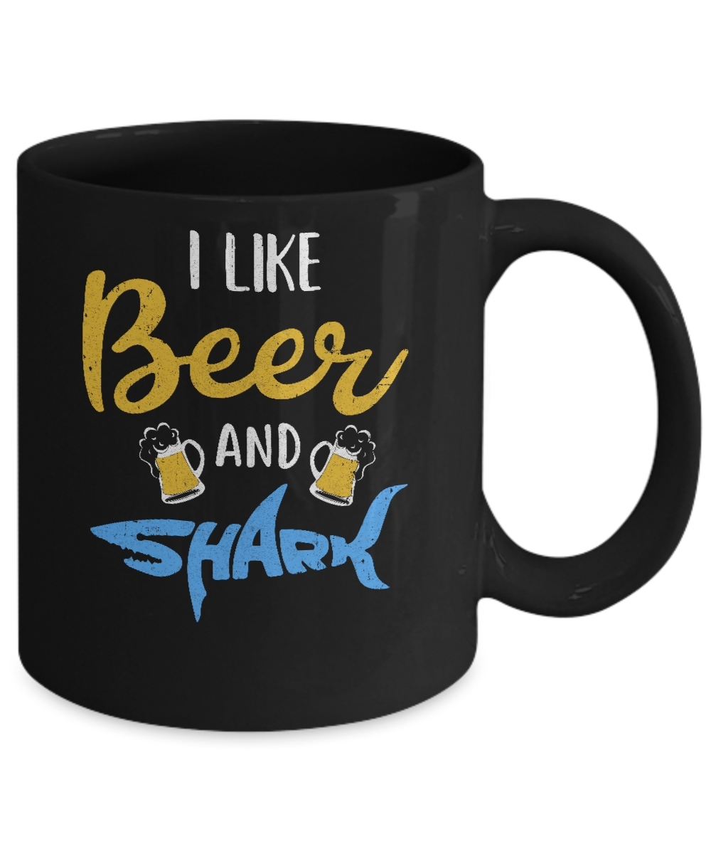 Funny Ocean I Like Beer And Sharks Gift Mug-Coffee Mug-11oz Mug-Black