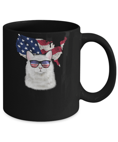 Funny Patriot Cat 4Th Of July American Flag Mug-Coffee Mug-11oz Mug-Black
