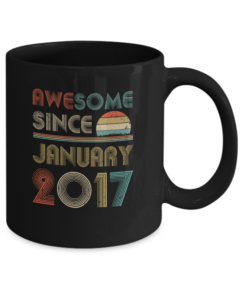 Awesome Since January 2017 Vintage 4th Birthday Gifts Youth Mug-Coffee Mug-11oz Mug-Black