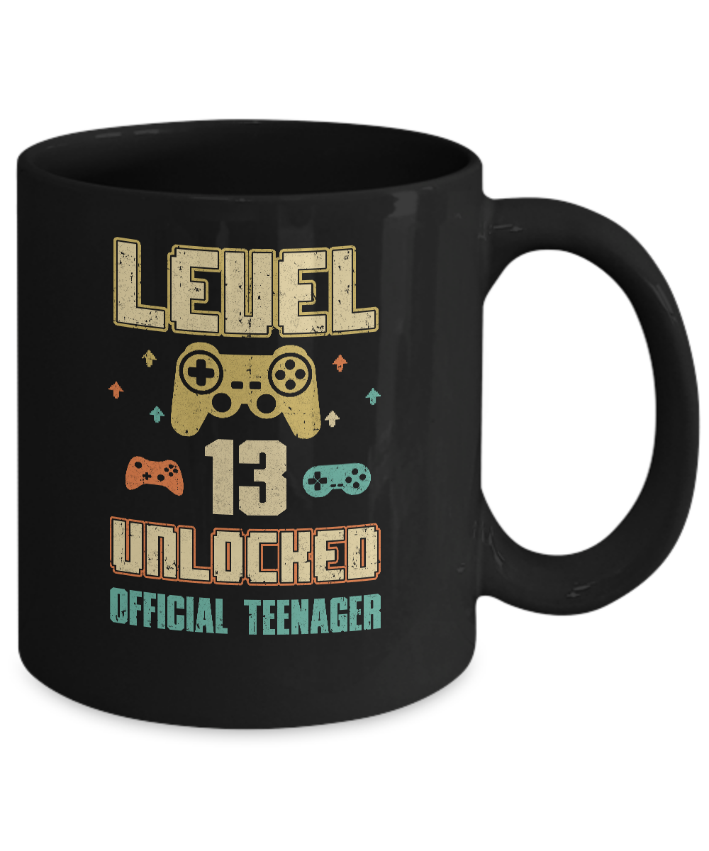 Official Teenager 13th Birthday Level 13 Unlocked Mug-Coffee Mug-11oz Mug-Black