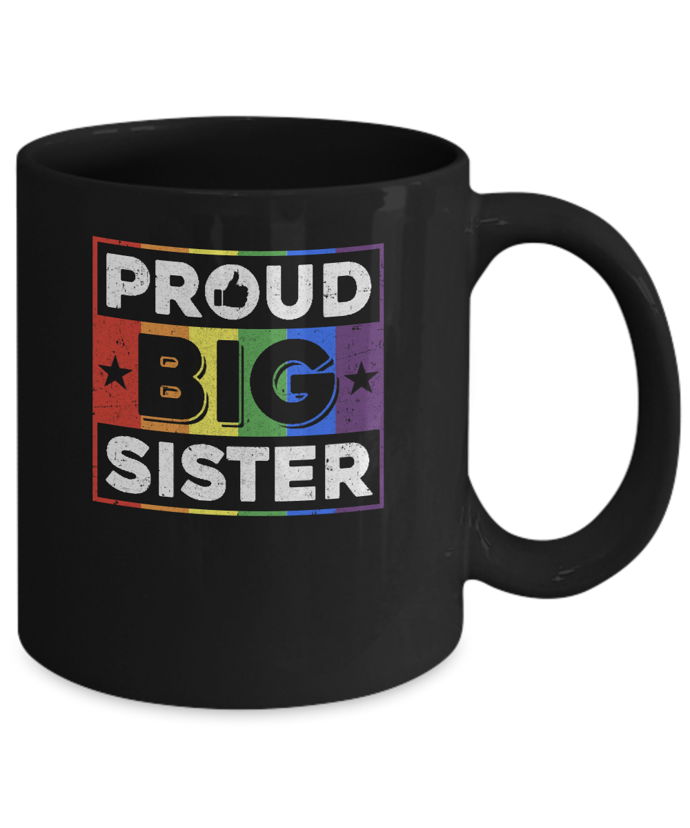 Proud Sister Brother Gay Lesbian Pride Month LGBT Mug-Coffee Mug-11oz Mug-Black