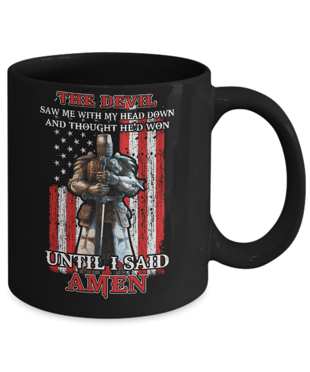 Knight American The Devil Saw Me With My Head Down Veteran Mug-Coffee Mug-11oz Mug-Black