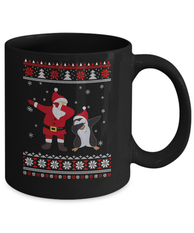 Dabbing Santa Penguin Dab Dance Ugly Christmas Sweater Mug-Coffee Mug-11oz Mug-Black