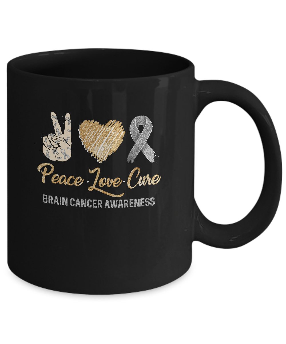 Peace Love Cure Brain Cancer Awareness Mug-Coffee Mug-11oz Mug-Black